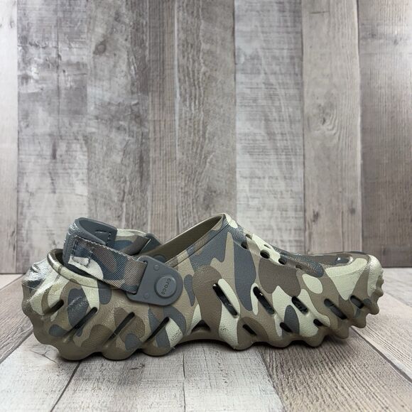 Crocs Echo Camo Redux Big Kids Boys Size 5 Clog Slip-On Shoes Sandal Shoes Green - Picture 5 of 11